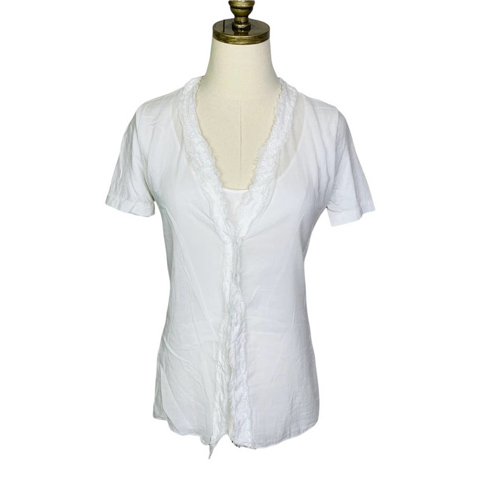 European Culture XS White Blouse Layered Shirt 893